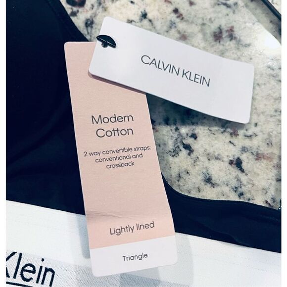 Calvin Klein Women's Modern Cotton Lightly Lined Triangle Wireless Bralette, bla - Picture 4 of 5